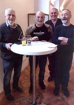 Ještě jednou s organizátory Šumavy Litery, tentokrát v Klatovech, zleva Gerhard Hopp, Václav Vácha a Martin Sichinger