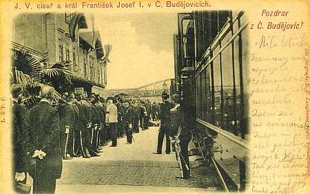 Panovníkova návštěva v září 1905 (Trinksovi bylo dvanáct let),
něčí český text na pohlednici začíná slovy "Tramway mne nepřejela..."